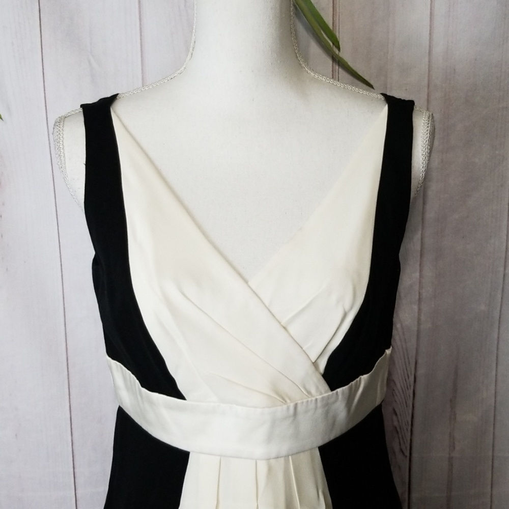 Ann Taylor sz 6 Black Ivory White Aline Silk dress - Picture 2 of 7